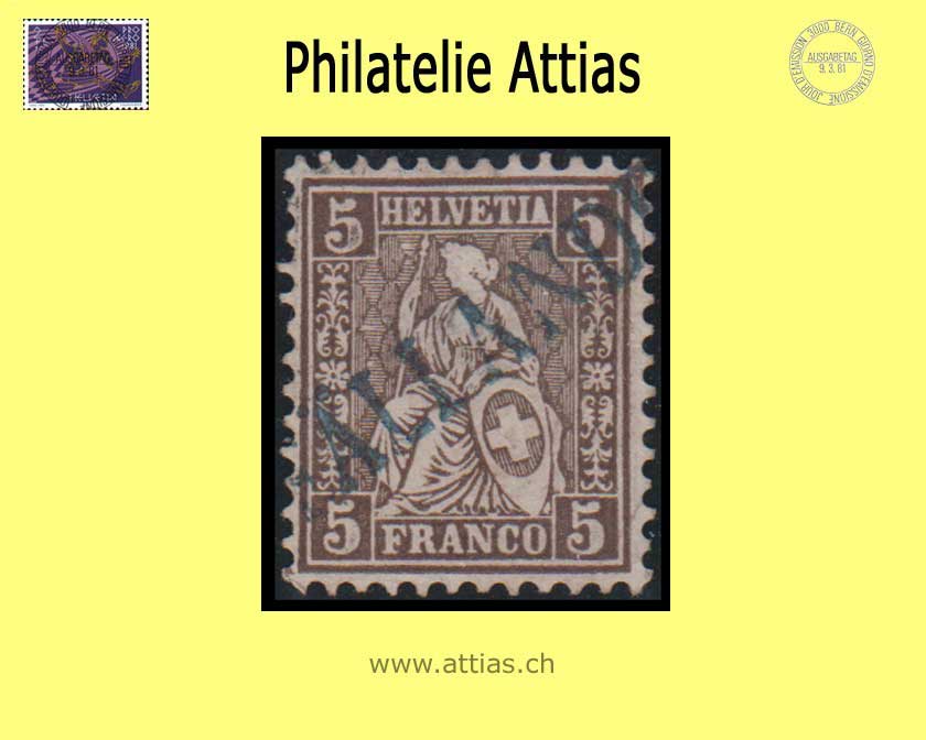 CH 1862 Helvetia assise perforated white paper 30 (22) 5 Rp. cancelled Fällanden ZH