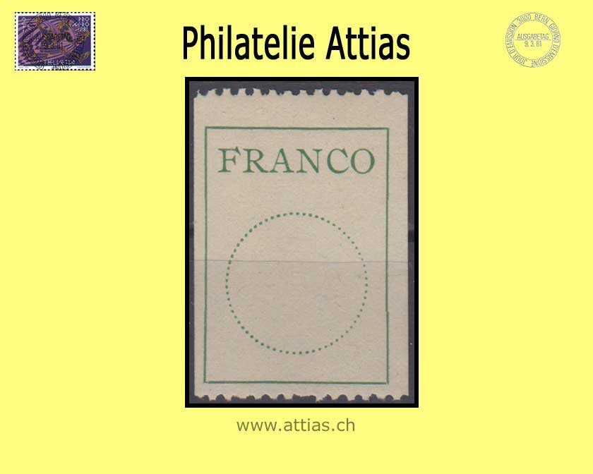 CH 1925 Franco Label 2, Antiqua typeface, simple line version, 16.8mm, single value MNH