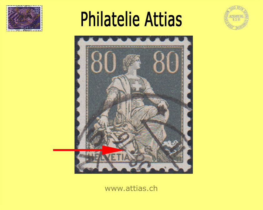 CH 1933 141z.2.01 Helvetia with sword fluted 80 Rp. - sword blade cancelled (1)