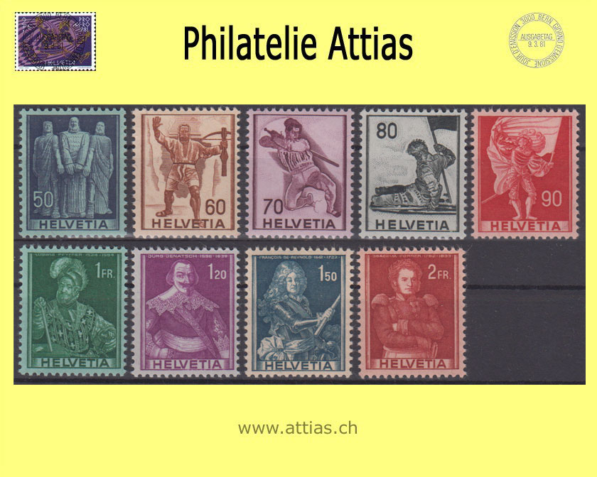 CH 1941 243-51 - Historical pictures, Set MNH