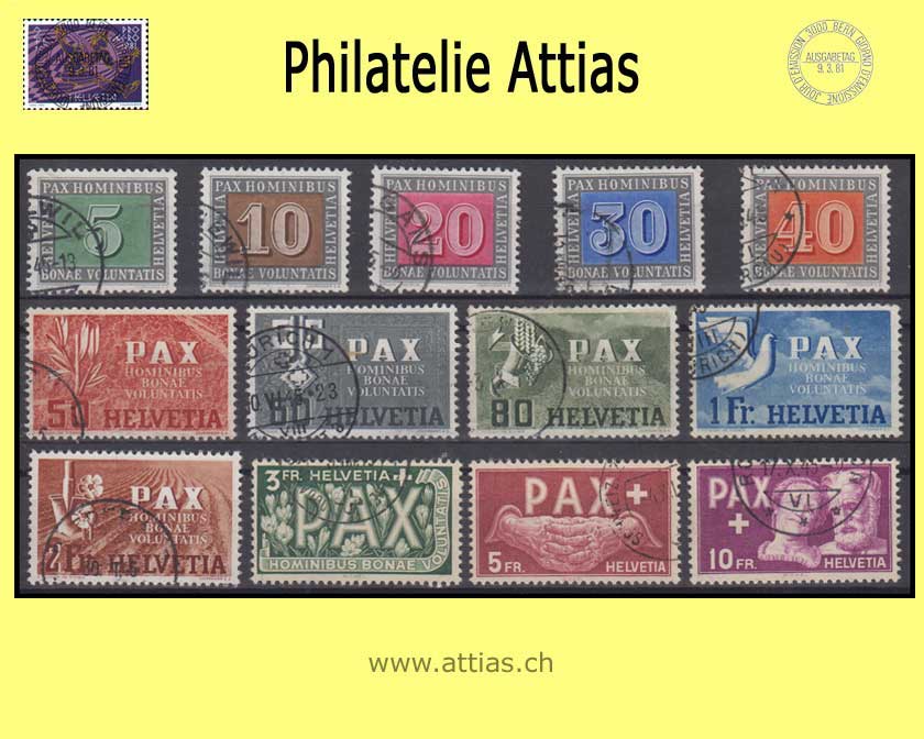 CH 1945  262-274 Pax Stamps Set cancelled used condition (4)
