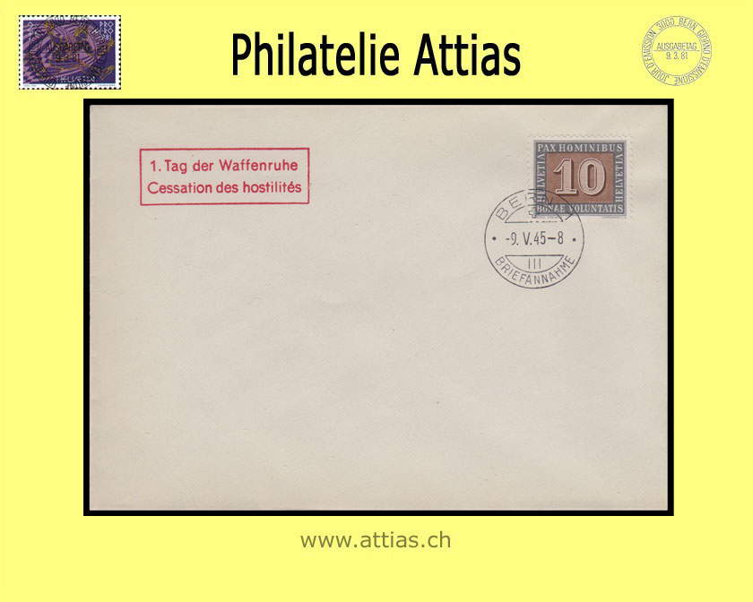 CH 1945 263 Pax Stamps 10 Rp. FDC w/o address