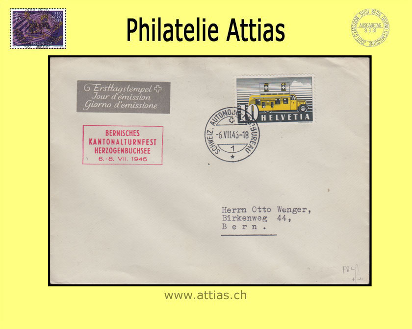 CH 1946 276 Automobil-Post FDC with address
