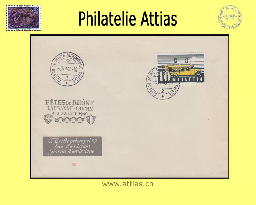 CH 1946 276 Automobil-Post FDC without address
