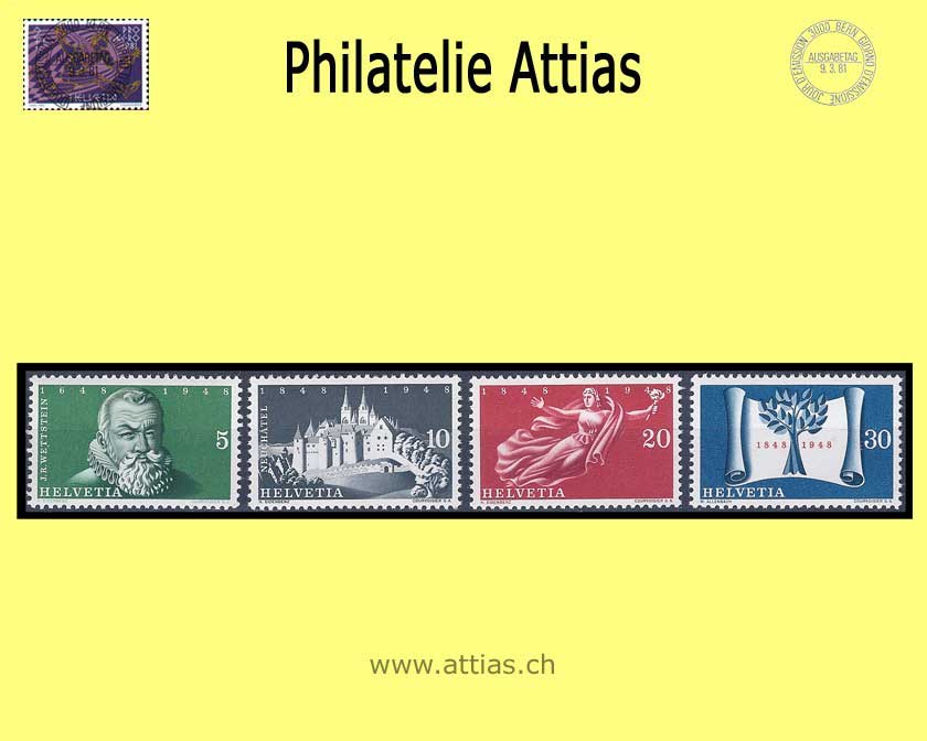 CH 1948 281-284 Schweizer Bundesstaat 100 Jahre Satz Postfrisch