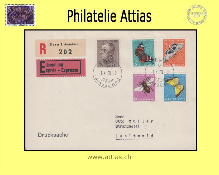 CH 1950 FDC Pro Juventute german with address