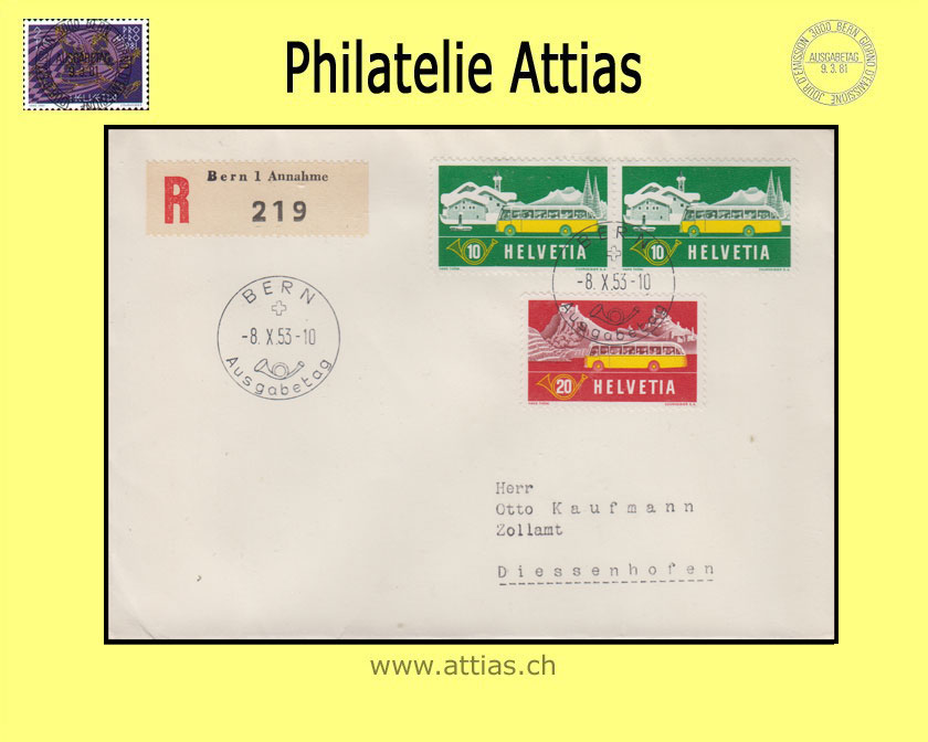 CH 1953 FDC Autopost german with address