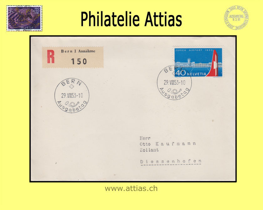 CH 1953 FDC Airport german with address