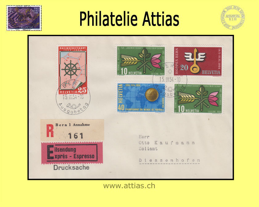 CH 1954 FDC Propaganda stamps german with address