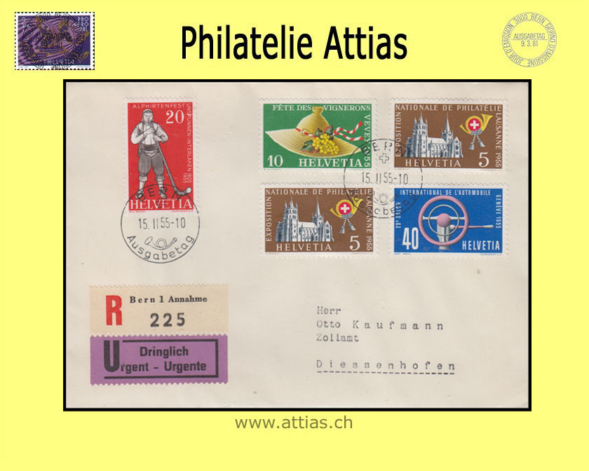 CH 1955 FDC Propaganda stamps german with address