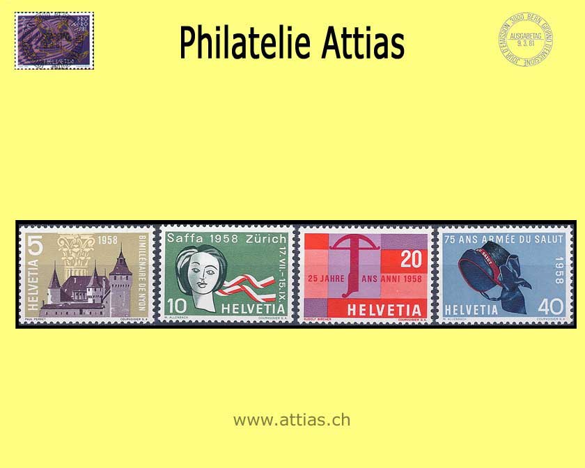 CH 1958 334-337 Propaganda stamps Set MNH