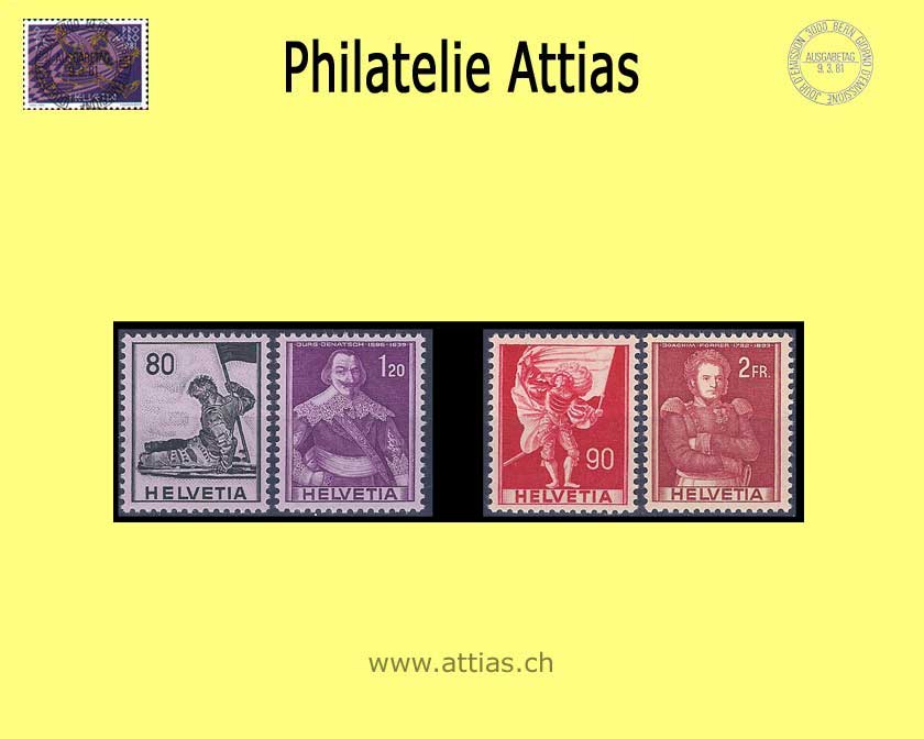 CH 1958-59 339-342 Hist. Bilder (Papieränderung) Satz Postfrisch