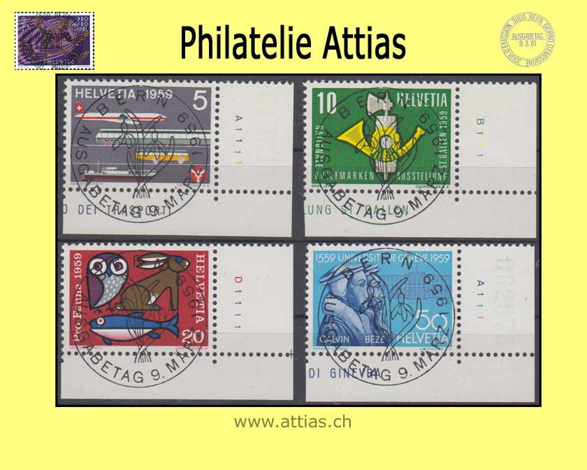 CH 1959 343-346 Propaganda stamps First Day Full cancellation