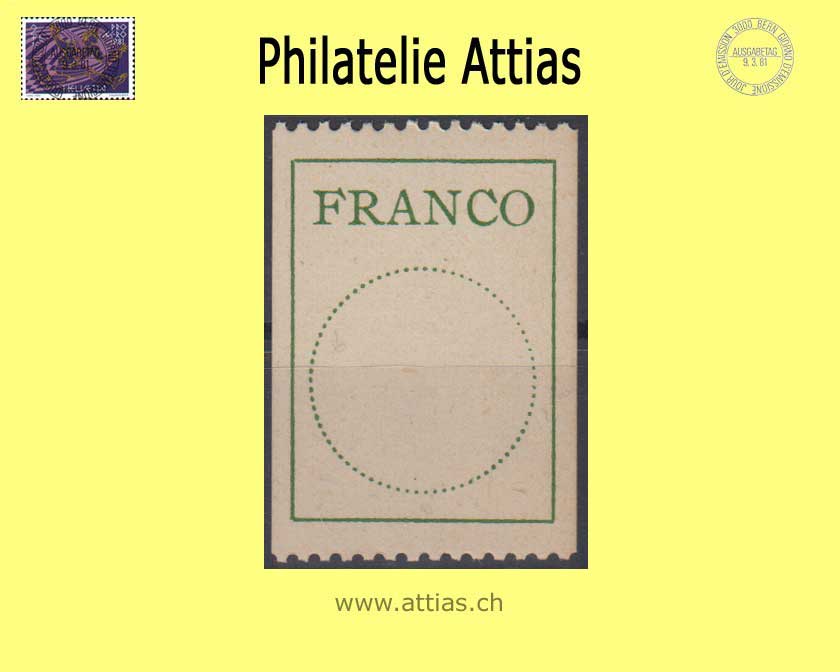 CH 1959 Franco Label 5, Antiqua typeface, simple line version, 19mm, single value MNH