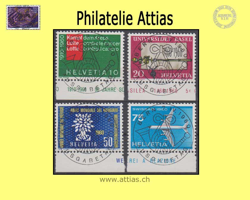 CH 1960 351-354 Propaganda stamps First Day Full cancellation