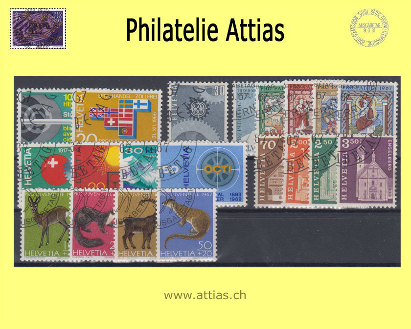 CH 1967 Year Set of Post with First Day Cancellation