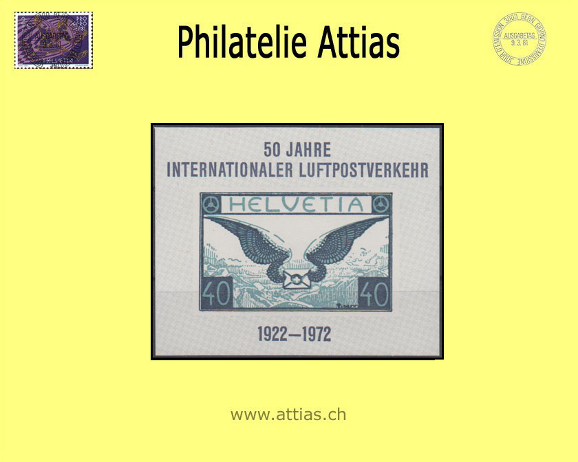 CH 1972 Vignette 50 Jahre Internationaler Luftpostverkehr