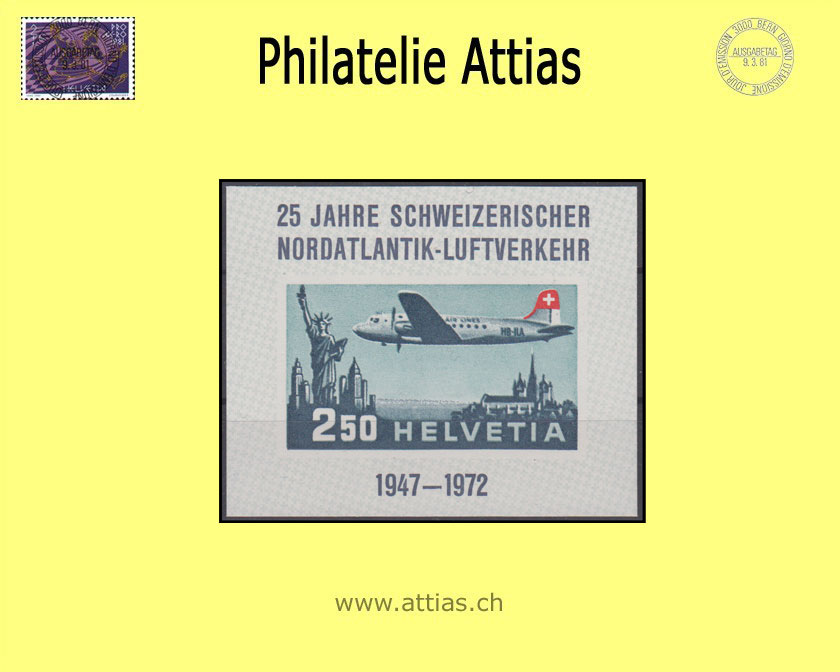 CH 1972 Vignette 25 Jahre Schweizerischer Nordatlantik-Luftverkehr
