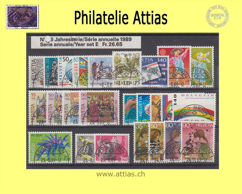 CH 1989 Year Set of Post with First Day Cancellation