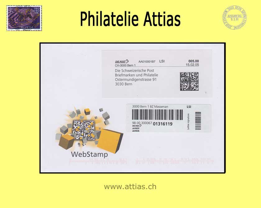 CH 2004 PC 2.1 WEBSTAMP - illustrated registered mail letter C6