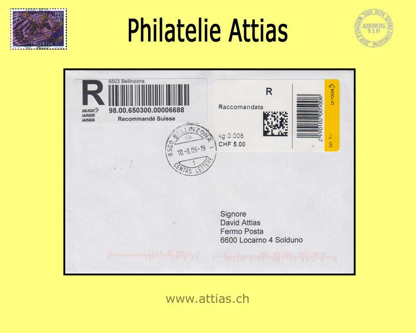 CH 2005 AFS 2.3 SIELAFF self-service device LA POSTA, registered mail Raccomandata