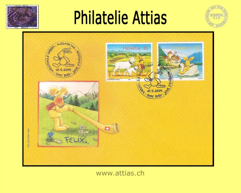 CH 2005 FDC Felix der Hase, Yellow Cover