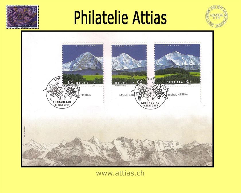 CH 2006 FDC Bergpanorama - single stamps with tabs