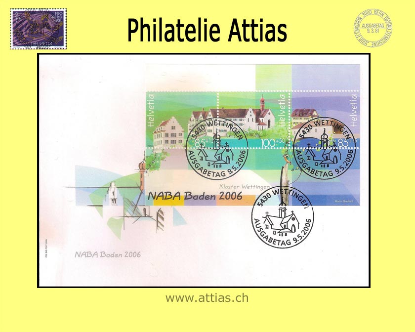 CH 2006 FDC Bloc Naba Baden I - Format C6