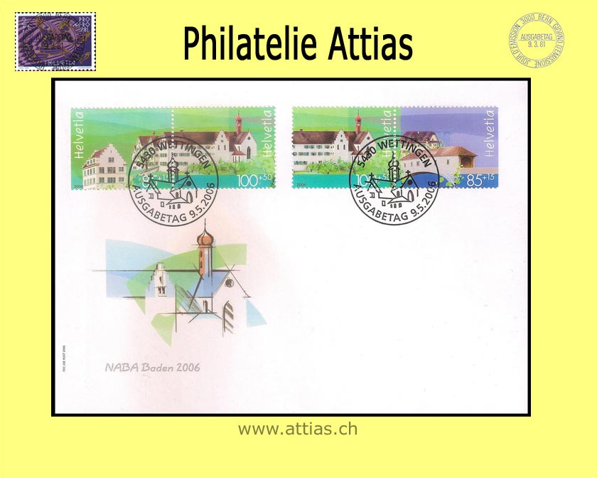 CH 2006 FDC Bloc Naba Baden I - Joined combinations 2 pairs