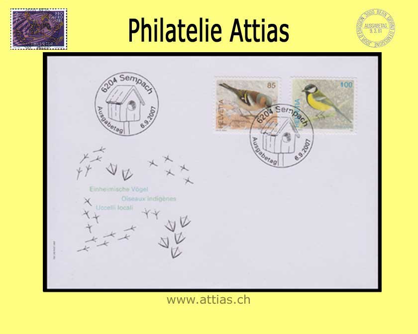 CH 2007 FDC Native Birds - Stamps of SB/BB without Tabs