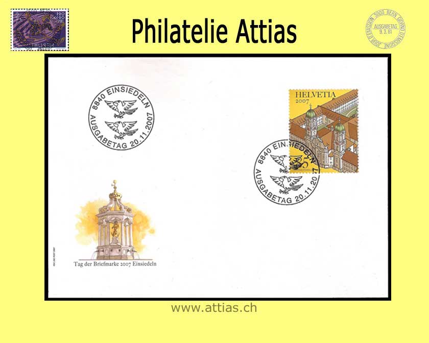 CH 2007 FDC Block Tag der Briefmarke Einsiedeln - Einzelmarke