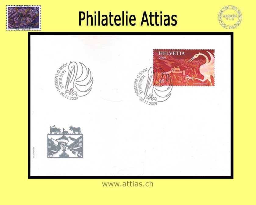 CH 2009 FDC Block Tag der Briefmarke Bulle - Einzelmarke