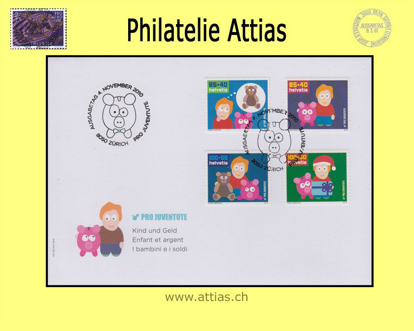 CH 2010 FDC Pro Juventute - Stamps out of sheet