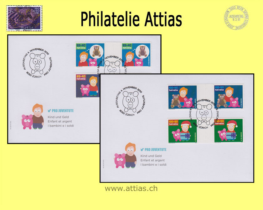 CH 2010 FDC Pro Juventute - connected stamps