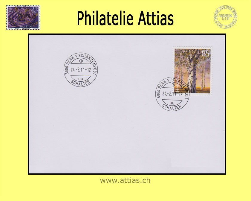CH 2011 FDC Old trees - Birch (2nd edition) no address
