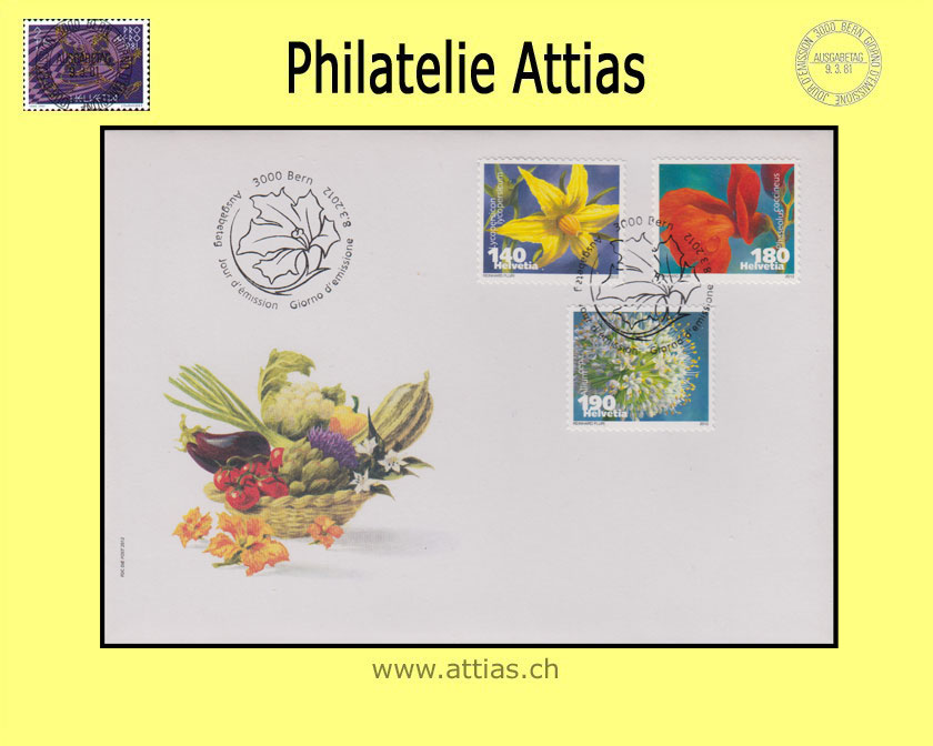 CH 2012 FDC vegetable flowers out of stamp sheet