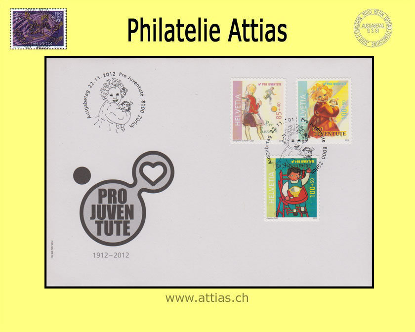 CH 2012 FDC Pro Juventute (II) - Stamps out of stamp booklet