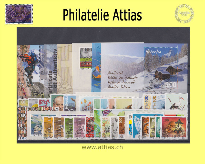 CH 2013 Year Set of Post with First Day Cancellation