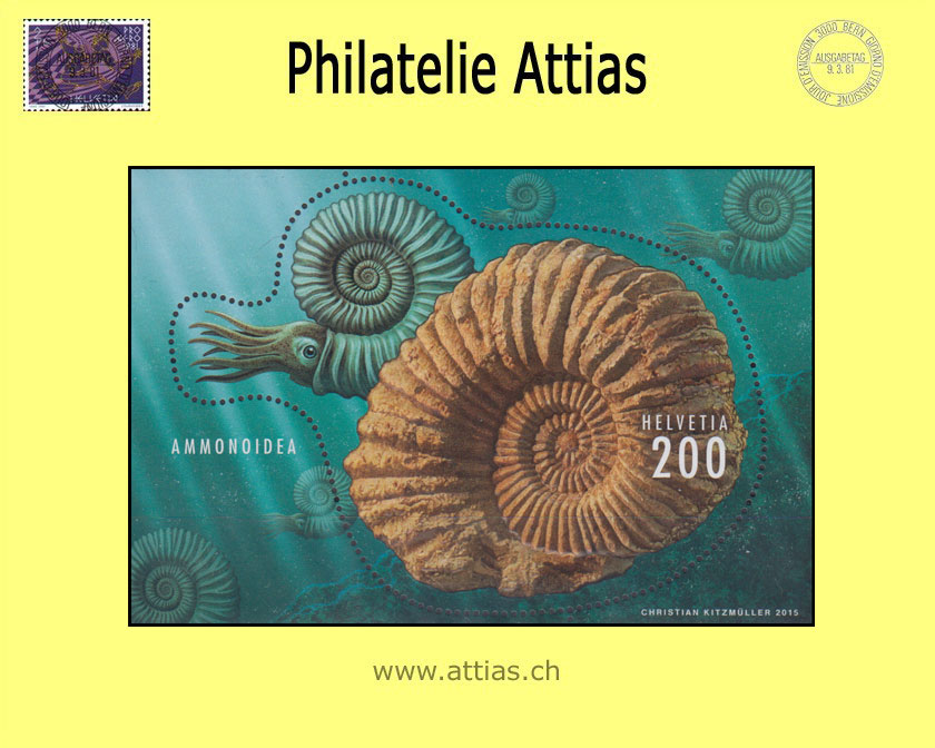 CH 2015 1543 (Bl.59) Block Ammonit  Postfrisch