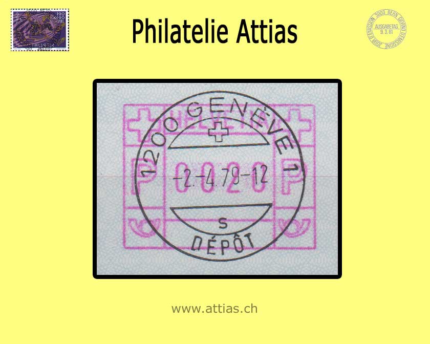 CH 1979 ATM Type 3,   Single value with Early Date Full Cancellation 02.04.79 Geneva