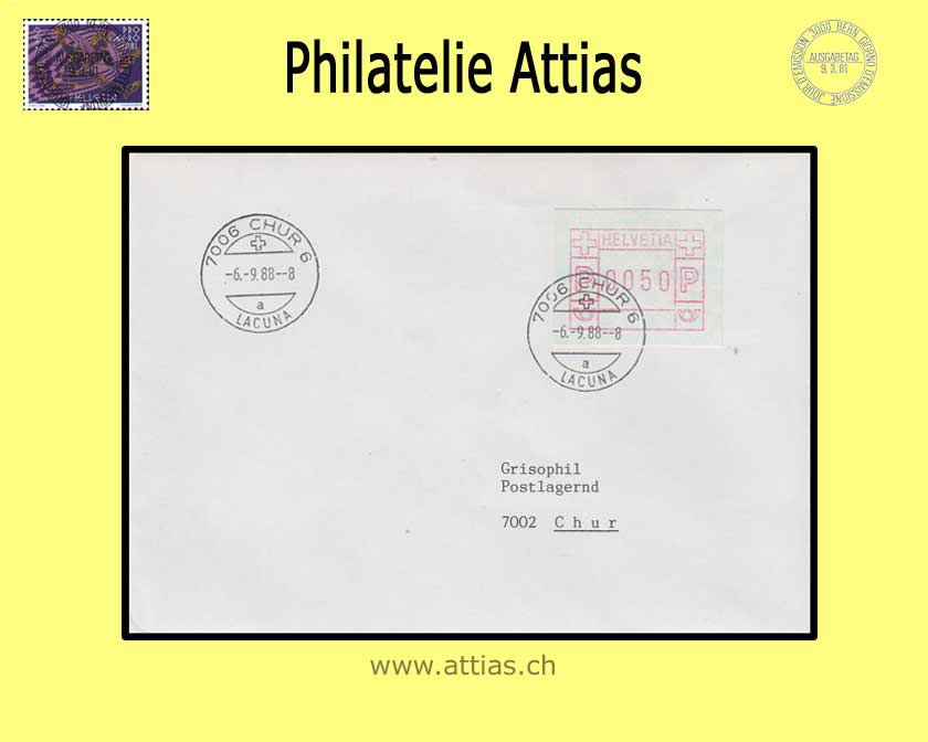 CH 1983 ATM Type 5A, Single value on letter cancelled Chur