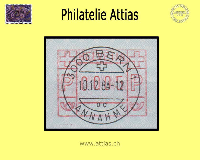 CH 1984 ATM Type 7,   Single value with Early Date Full Cancellation 10.12.84 Bern