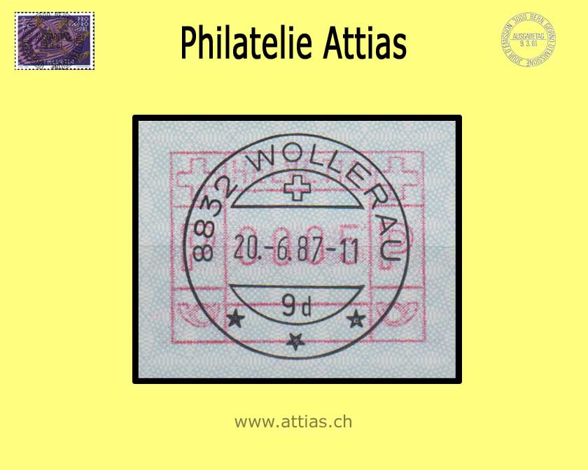 CH 1987 ATM Type 7Ax,   Single value   with Early Date Full Cancellation 20.06.87 Wollerau