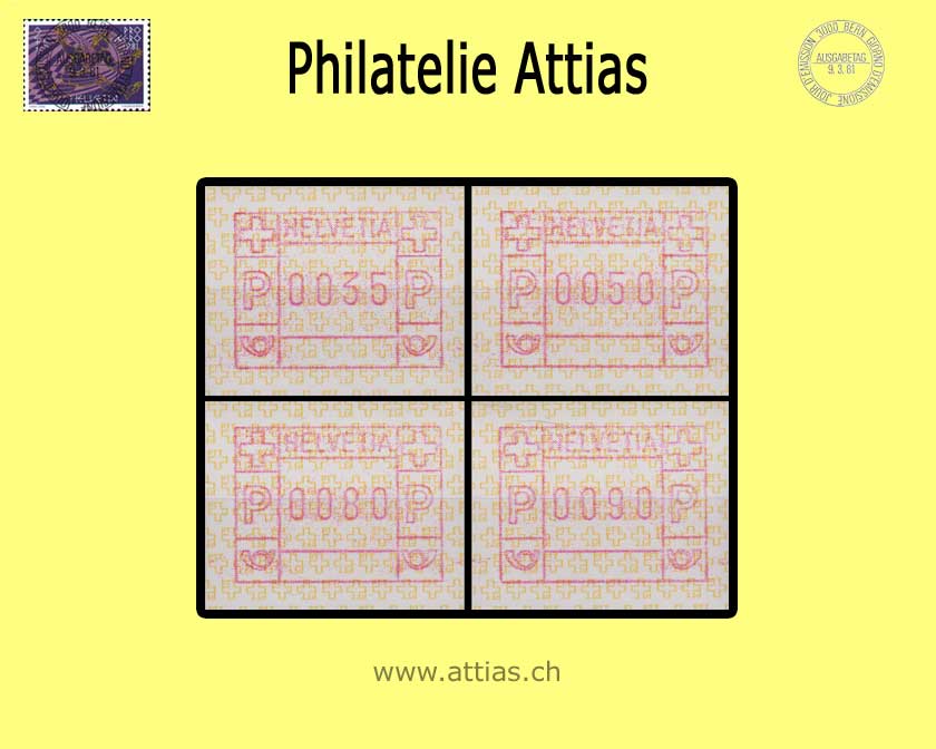 CH 1990 ATM Type 8A, postage value levels set  MNH