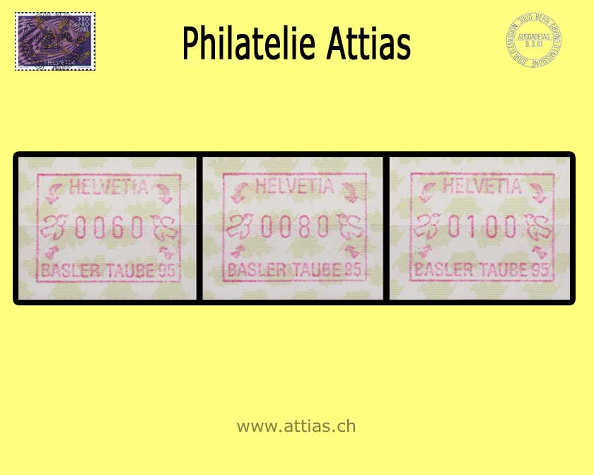 CH 1995 ATM Type 10,   Postage value levels set  MNH