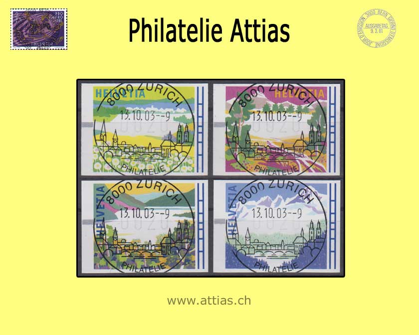 CH 1996 ATM Type 11-14, 4 values with Full Cancellation Zürich