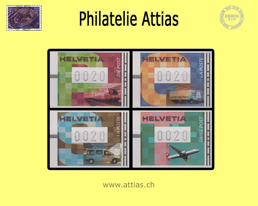 CH 2001 ATM Type 15-18.2, 4 values  MNH