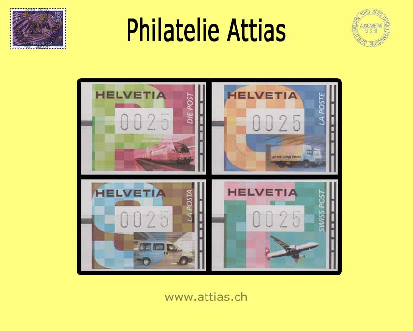 CH 2001 ATM Type 15-18.3, 4 values  MNH