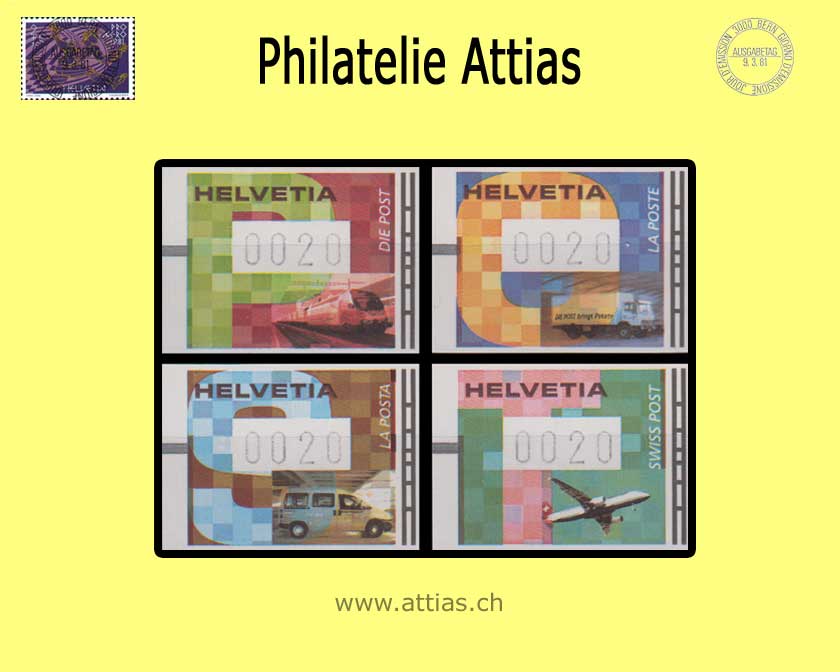 CH 2001 ATM Type 15-18.4, 4 values  MNH