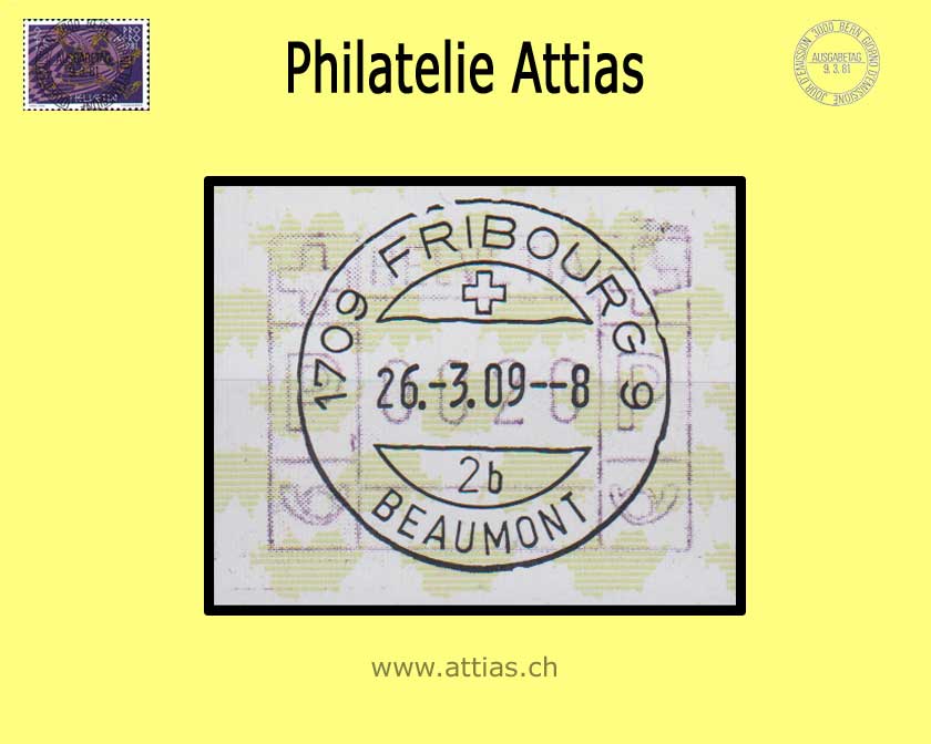 CH 2009 ATM Typ 21y, Einzelwert mit Vollstempel Fribourg